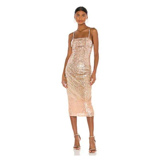 Rêve Riche Maida Midi Dress in Champagne Degrade Size 36 XS 2-4 US $1095 - Picture 4 of 9